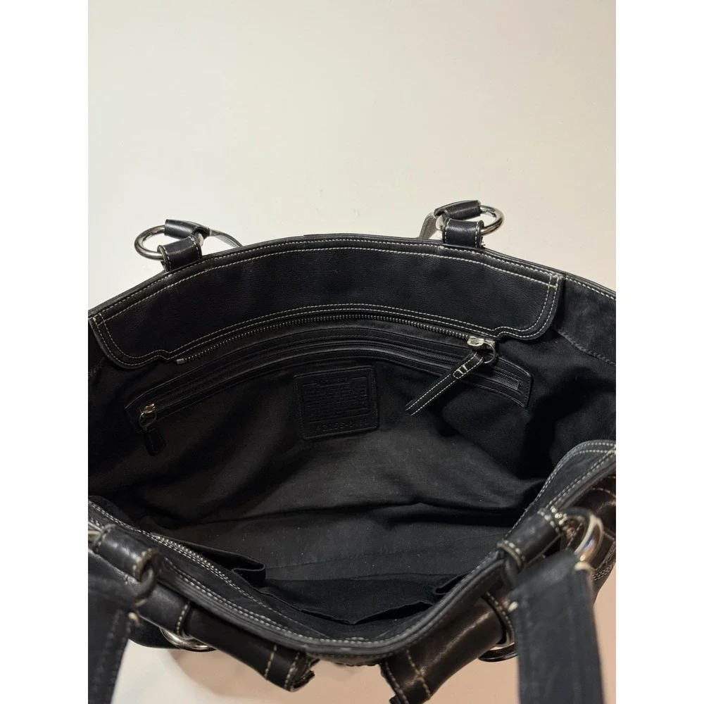 Vintage Coach SoHo Tote Satchel Bag 8A09 Y2K Black Leather Purse - Picture 7 of 11